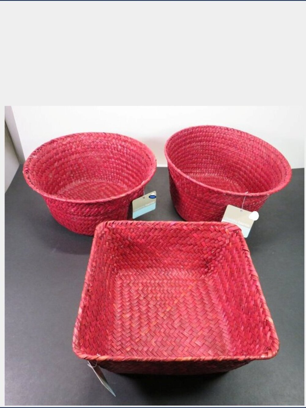 Set of 3 Cranberry Red Woven Baskets NWT Jo-Ann Organizing Essentials